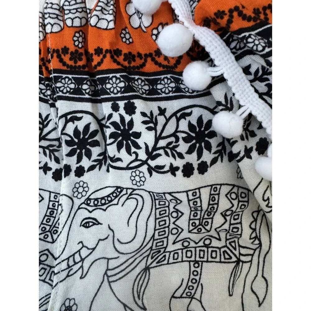 Baby Girl Bohemian Elephant Pom Romper